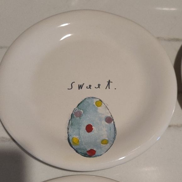 Rae Dunn 4 EASTER Bunny & Chicks Dessert Plates 🍽 - Picture 2 of 7